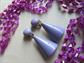 Vintage 1960's Mod Purple Long Multi Strand Necklace With 1980's Clip Earrings 