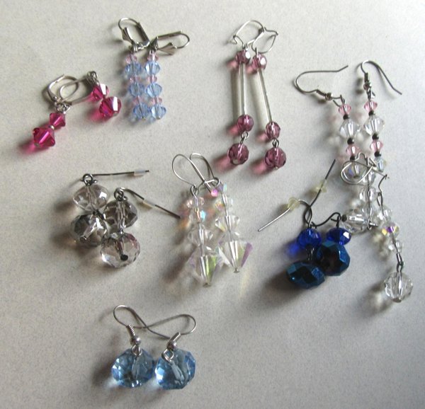 Crystal Pierced Earrings Lot