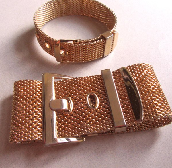 Vintage Mesh Gold Tone Bracelets TWO 