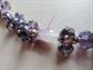 1990's Purple Hand Blown Glass Tulips Necklace With Crystal Beads