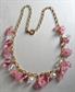 Trifari Pink Fower Necklace Glass Lucite and Crystals Signed Jewelry