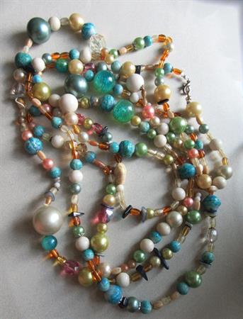Vintage Long Assorted Beads Necklace Destash Take Apart Harvest Repurpose