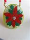 Lee Sands Christmas Poinsettia Christmas Inlaid Necklace Freshwater Pearls Holiday Jewelry