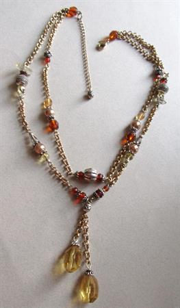 Vintage Avon Glass And Gemstone Chips Necklace Signed Jewelry Fall Colors