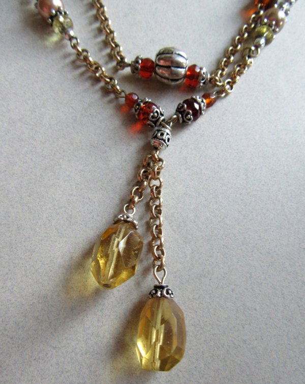 Vintage Avon Glass And Gemstone Necklace Signed Jewelry 
