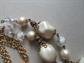 Vintage Haskell Style Glass and Faux Pearl Rhinestone Unsigned Waterfall Necklace