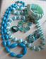 Vintage to New Blue Jewelry Lot Necklaces Shell Bracelet Lucite ring Mod Pierced Earrings
