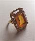 Vintage 1970's Sarah Coventry Wild Honey Amber Glass Adjustable Ring Costume Jewelry