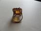 Vintage 1970's Sarah Coventry Wild Honey Amber Glass Adjustable Ring Costume Jewelry