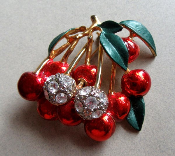 Rhinestone Cherries Pin 
