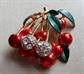 Rhinestone Cherries Pin Figural Fruit Cherry