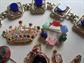 Vintage and Up Jewelry Lot Rhinestone Crown Glass Bracelet Coral Pendant
