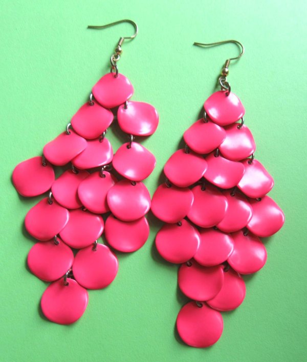 1980's Mod Style Pink Earrings Vintage Jewelry