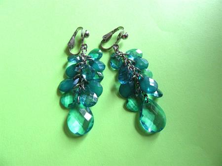Vintage 1960's Mod Blue Lucite Waterfall Clip Earrings '60's Accessories