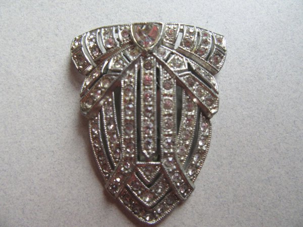 Vintage Art Deco Rhinestone Dress Clip 1920's Accessories