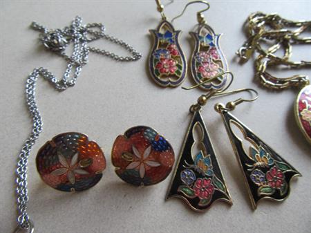 Vintage Cloisonné Jewelry Lot 