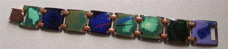 Vintage Mid Century Copper Enameled Panel Bracelet 
