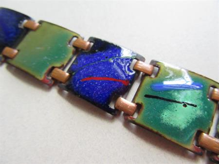 Vintage Copper Enameled Panel Bracelet 
