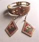 Vintage Cloisonné Hinged Cuff Bracelet and Pierced Earrings