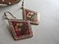 Vintage Cloisonné Hinged Cuff Bracelet and Pierced Earrings