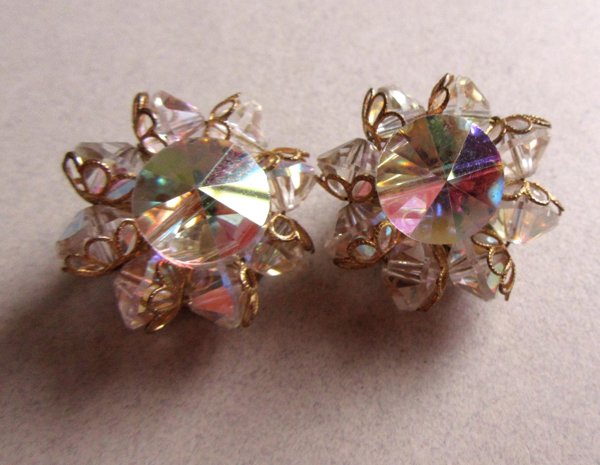 Vintage 1950's Crystal Clip Earrings 