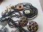 vintage Jewelry Lot 1950's And Up Glass Pierced Clip Earrings Owl Necklace Mod Black Necklace