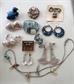Vintage Jewelry Lot Rhinestone Earrings Pierced and Clips Liquid Silver Necklace 