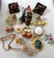 Vintage Jewelry Lot Clip Earrings Tribal Necklace Bone Pin Stone Pendant Glove Clip