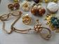 Vintage Jewelry Lot Clip Earrings Tribal Necklace Bone Pin Stone Pendant Glove Clip