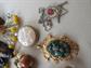 Vintage Jewelry Lot Clip Earrings Tribal Necklace Bone Pin Stone Pendant Glove Clip