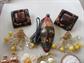 Vintage Jewelry Lot Clip Earrings Tribal Necklace Bone Pin Stone Pendant Glove Clip