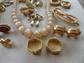 Vintage Jewelry Lot Earrings Pins Moon Glow Choker Necklace Barrette Gold Stone