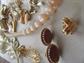 Vintage Jewelry Lot Earrings Pins Moon Glow Choker Necklace Barrette Gold Stone