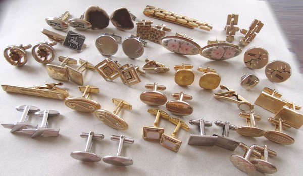 Vintage Cufflinks Lot  Swank Hickok Tie Bars Mens Jewelry 