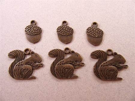 Squirrel And Nut Charms Three Each Jewelry Making Destash Fall