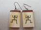 Carved Bone and Wood Tribal Dancing Pierced Earrings 