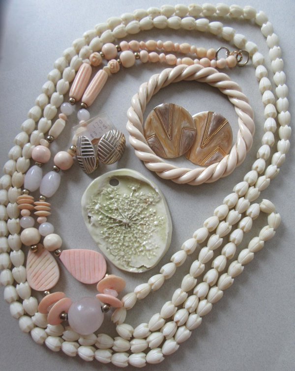 1980's Jewelry Lot Bangle Necklaces Earrings