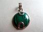 Vintage Genine Malachite and Sterling Silver Pendant 925 Fine Jewelry