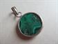 Vintage Genine Malachite and Sterling Silver Pendant 925 Fine Jewelry