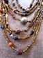 Vintage Boho Glass Multi Strand Necklace Fall Colors