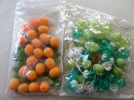 Vintage Mod Pineapple and Flower Beads Lot Destash Jewelry Making Tropical