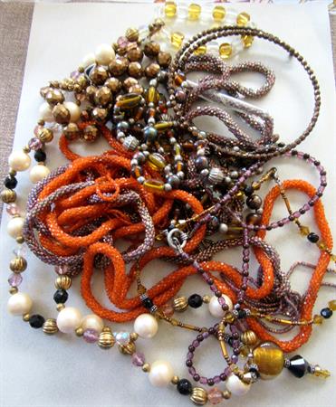 vintage Glass Beads Lot Orange Earth Tones Jewelry Making Crafts