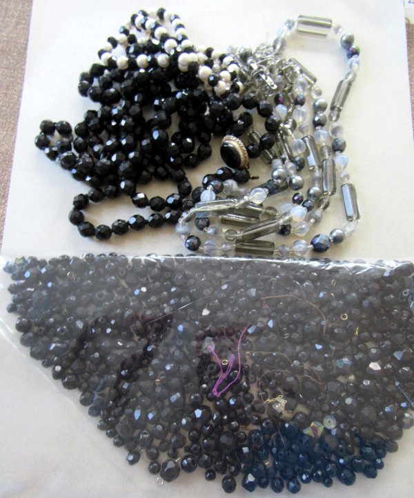 Large Vintage Black Glass Beads Lot And More  Destash