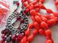 Vintage Red and Hot Orange Glass Beads Lot Destash Jewelry Making