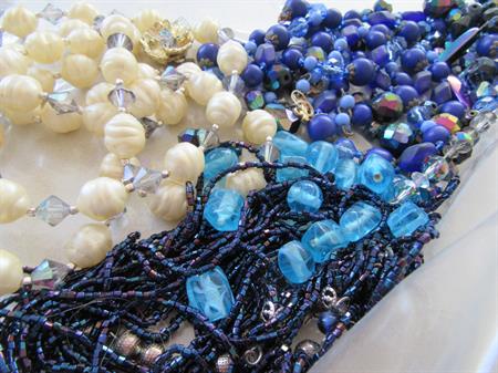 Vintage Blue Glass Beads Lot Jewelry Making
