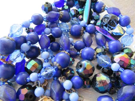 Vintage Blue Glass Beads Lot Destash Jewelry Making