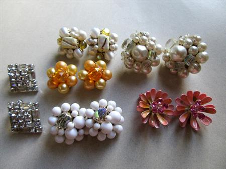 Vintage 1950's Clip Earrings Lot Japan Hong Kong '50's Jewelry