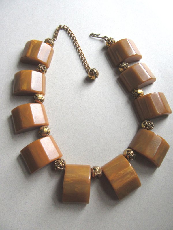 Vintage Bakelite Choker Necklace Mustard 