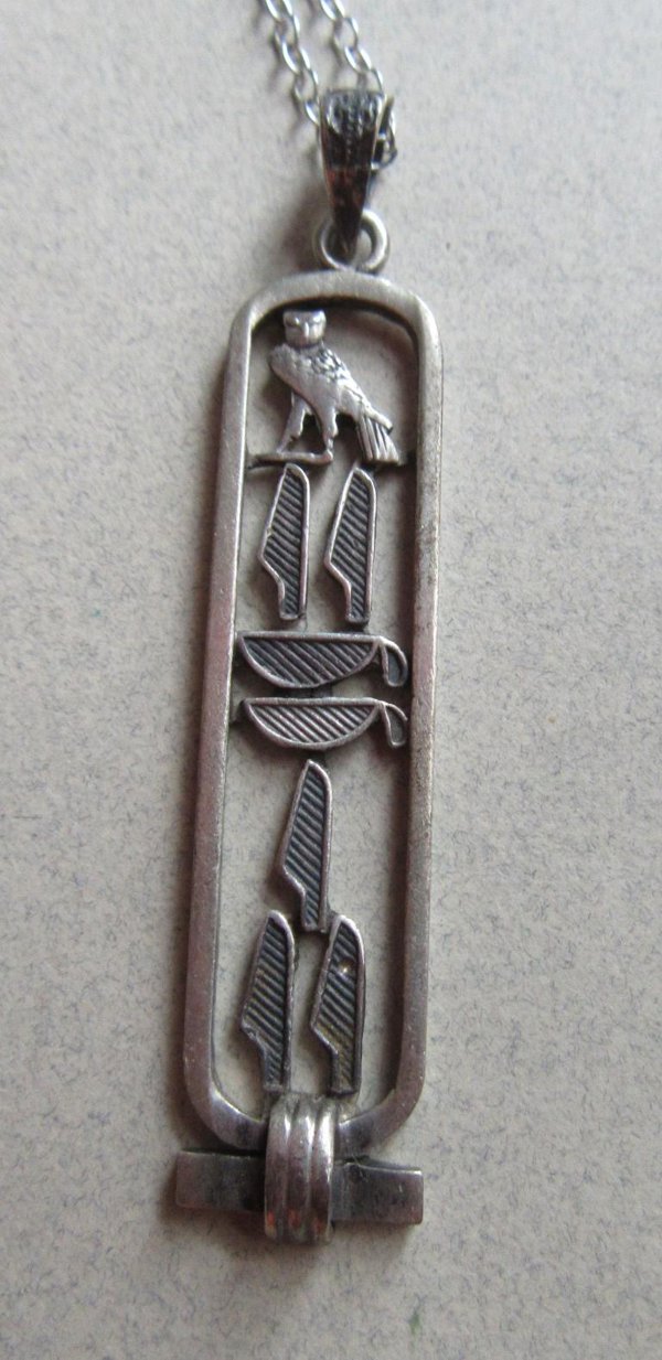 Sterling Cartouche Necklace Egyptian Hieroglyphics Fine Jewelry