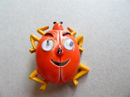 Anthropomorphic Google Eyes Bug Pin Insect Googley Googly VintageSigned Figural Jewelry